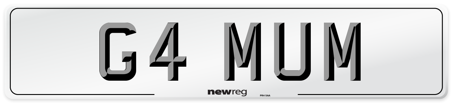 G4 MUM Number Plate from New Reg